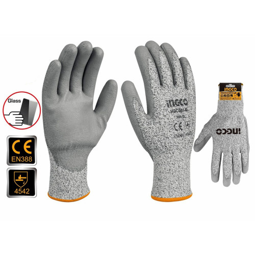 Перчатки полиуретановые для защиты от порезов XL INGCO HGCG01-XL INDUSTRIAL