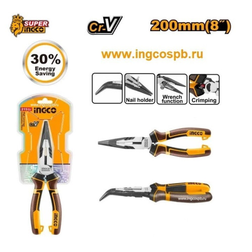 Тонкогубцы изогнутые 200мм SUPER INGCO HHBNP28201 INDUSTRIAL