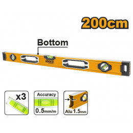 Алюминиевый фрезерованный уровень 2000 мм INGCO HSL08200 INDUSTRIAL