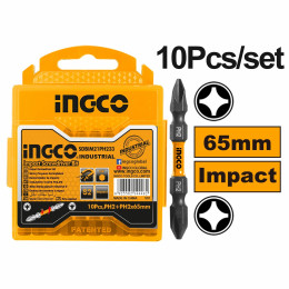 Набор ударных бит IMPACT 65 мм PH2+PH2 10 шт. INGCO SDBIM21PH233 INDUSTRIAL