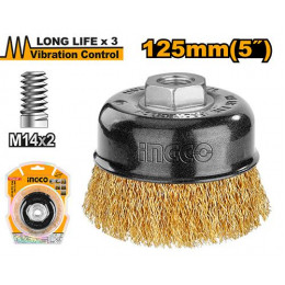 Чашечная щетка М14 для УШМ 125х0,3мм INGCO WB11255 INDUSTRIAL