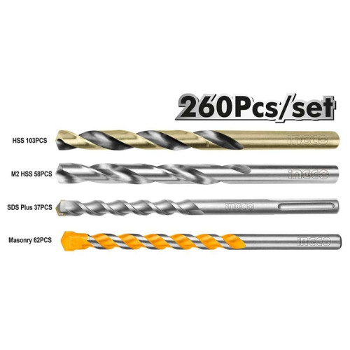 Набор сверл 260 шт. INGCO AKD2608M-1