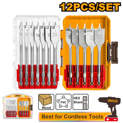 Набор перьевых сверл по дереву 12 шт. INGCO AKDL1206 INDUSTRIAL
