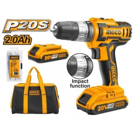 Аккумуляторный ударный шуруповерт 20В 45Нм 18+1+1 INGCO CIDLI20025