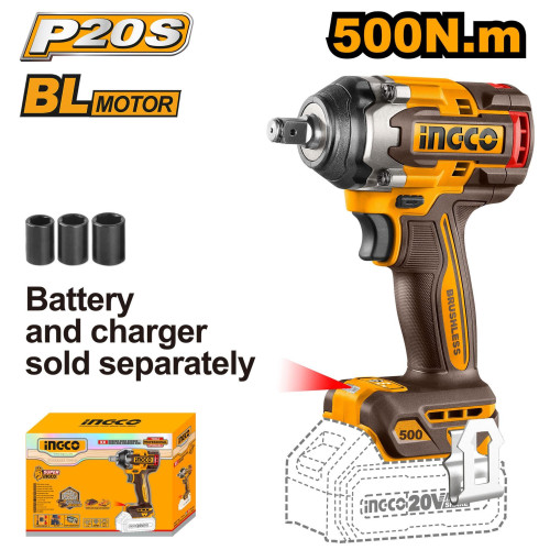 Аккумуляторный гайковерт BL 20В 500Hm 1/2 без АКБ и ЗУ SUPER INGCO CIWLI20501 INDUSTRIAL