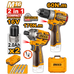 Набор 16В BL винтоверт 170Нм и шуруповерт 60Нм INGCO COSLI240968 INDUSTRIAL
