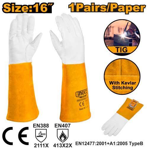 Краги сварщика спилковые из козьей кожи без подкладки 16\