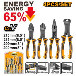 Набор шарнирно-губцевого инструмента усиленные на 65% 4 пред. SUPER INGCO HKCPS5841 INDUSTRIAL