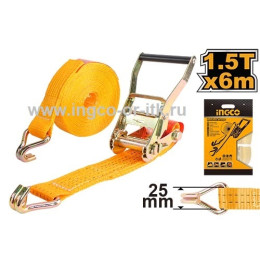 Ремень для крепления багажа с трещоткой 1,5т-6м-25мм INGCO HRSP262