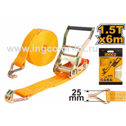 Ремень для крепления багажа с трещоткой 1,5т-6м-25мм INGCO HRSP262