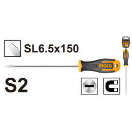 Oтвертка плоская SL6.5x150 мм INGCO HS686150 INDUSTRIAL