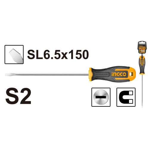 Oтвертка плоская SL6.5x150 мм INGCO HS686150 INDUSTRIAL