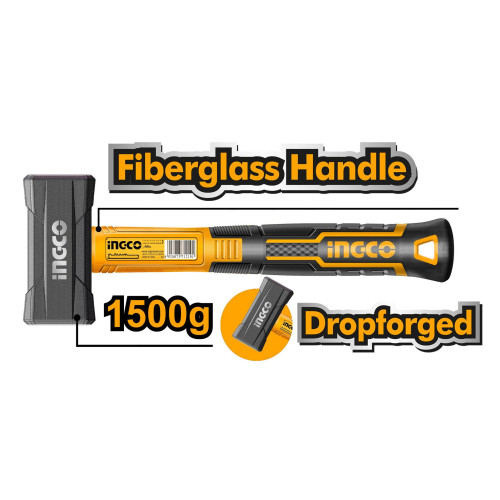 Кувалда с фибергласовой рукояткой 1,5кг. INGCO HSTH81803 INDUSTRIAL
