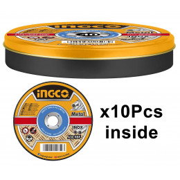 Круг отрезной 125х1.2х22 A 30 RBF Metal/Inox 10 шт. в метал. боксе INGCO MCD121255