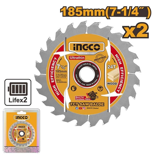 Диск пильный по дереву TCT 185х20х2,0мм 24Т SUPER INGCO TSB1853 INDUSTRIAL