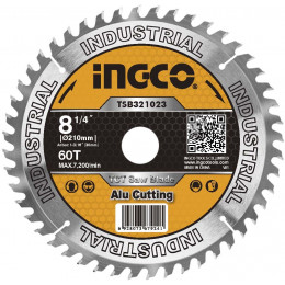 Диск пильный по алюминию TCT 210х30 мм 60Т INGCO TSB321023 INDUSTRIAL