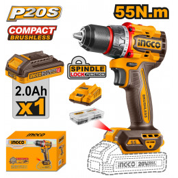 Бесщеточный шуруповерт 55 Нм 20В, б/щ INGCO CDLI205582 INDUSTRIAL