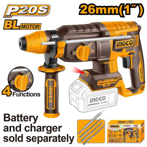 Аккумуляторный перфоратор 20В 2,5 Дж, б/щ INGCO CRHLI20268 INDUSTRIAL