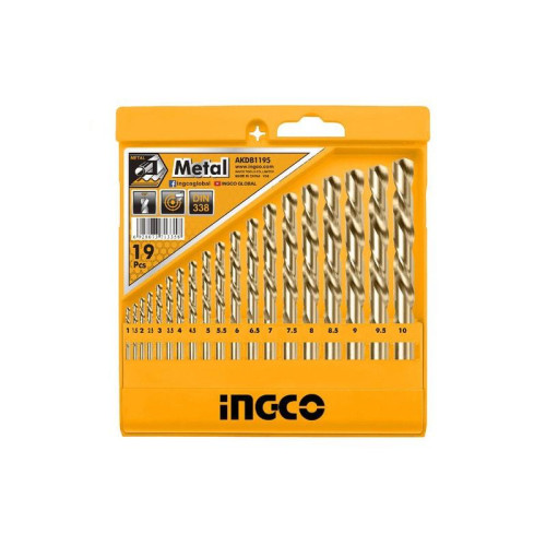 Набор сверл по металлу 19 шт. INGCO AKDB1195