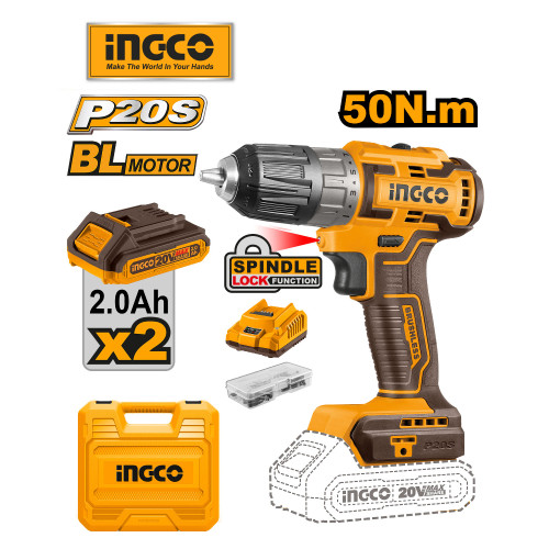 Аккумуляторный шуруповерт 20B Li-ion, 50Hm 15+1 SUPER INGCO CDLI20508 INDUSTRIAL