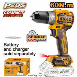 Аккумуляторный шуруповерт 20B BL 60Hm 22+1 без АКБ и ЗУ SUPER INGCO CDLI206021 INDUSTRIAL