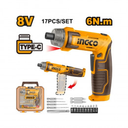 Аккумуляторная отвертка 8В, 6Hm, 1/4 USB type-C SUPER INGCO CSDLI08025