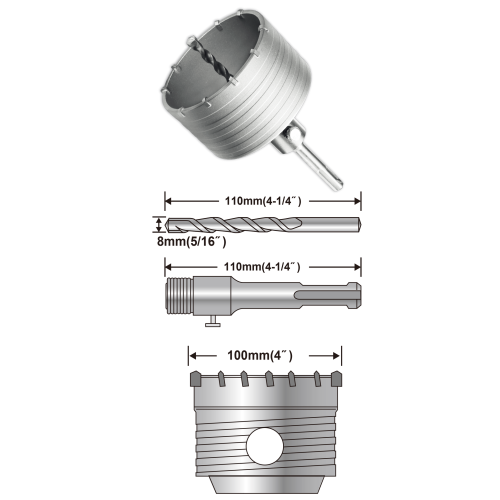 Коронка по бетону 100 мм SDS-Plus INGCO HCB1001