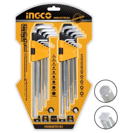 Набор шестигранных ключей 18 шт. HEX 1,5-10мм, TORX Т10-Т50 INGCO HHKSET0181 INDUSTRIAL