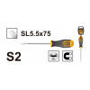 Oтвëртка плоская SL5.5x75 мм INGCO HS685075 INDUSTRIAL