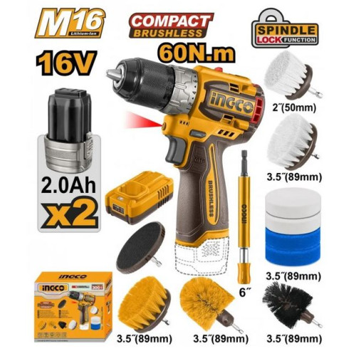 Аккумуляторный шуруповерт б/щ 16В Li-ion, 60 Нм INGCO COSLI240786 INDUSTRIAL
