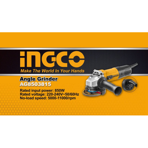 Угловая шлифовальная машина 125мм 850Вт рег.оборт. INGCO AG8503815 INDUSTRIAL