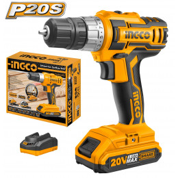 Аккумуляторный шуруповерт 20В 45Нм 15+1 INGCO CDLI20024