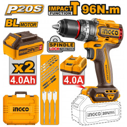 Аккумуляторный ударный шуруповерт 20B BL 96Hm 2хАКБ и ЗУ кейс INGCO CIDLI20968 INDUSTRIAL