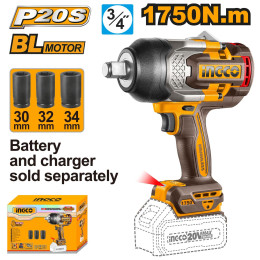 Аккумуляторный гайковерт BL 20В 1750Hm 3/4 без АКБ и ЗУ SUPER INGCO CIWLI201751 INDUSTRIAL