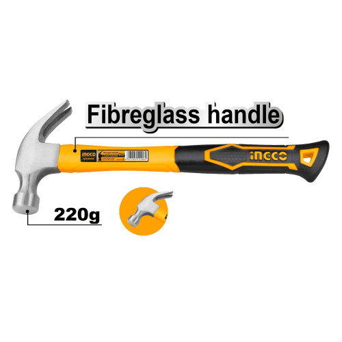 Молоток-гвоздодер 220 г INGCO HCHS8008