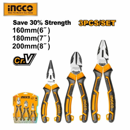 Набор шарнирно-губцевого инструмента усиленные 3 пред. INGCO HKHLPS2831 INDUSTRIAL