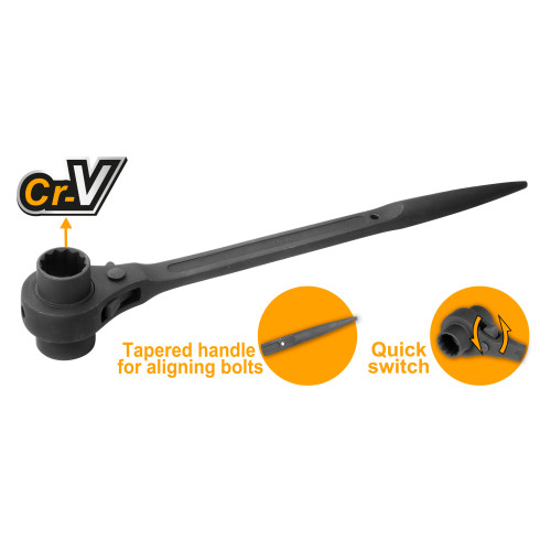 Ключ трещоточный ступичный 19х24мм. INGCO HRSTW19241 INDUSTRIAL