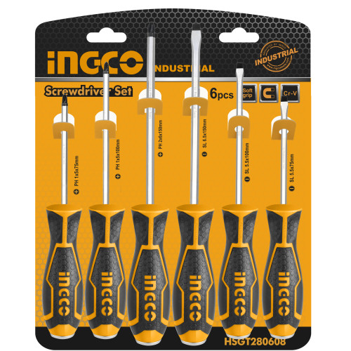 Набор ударных отверток 6 шт INGCO HSGT280608 INDUSTRIAL