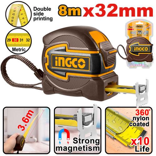 Измерительная рулетка 8х32 мм с магнитным захватом INGCO HSMT80832M INDUSTRIAL