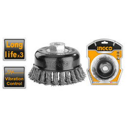 Чашечная щетка плетеная М14 для УШМ 75х0,5мм INGCO WB20755 INDUSTRIAL
