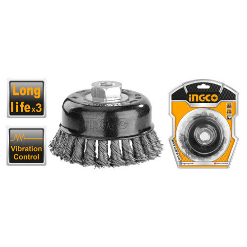 Чашечная щетка плетеная М14 для УШМ 100х0,5 мм INGCO WB21005 INDUSTRIAL
