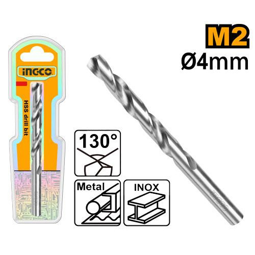 Сверло по металлу M2 HSS 4 мм INGCO DBT11300401 INDUSTRIAL