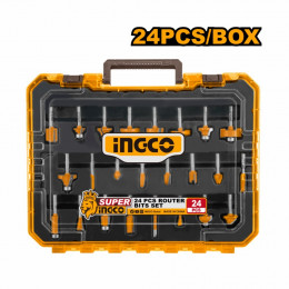 Набор фрез по дереву 24шт, хвостовик 6мм INGCO AKRT24062 INDUSTRIAL
