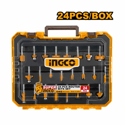 Набор фрез по дереву 24шт, хвостовик 6мм INGCO AKRT24062 INDUSTRIAL
