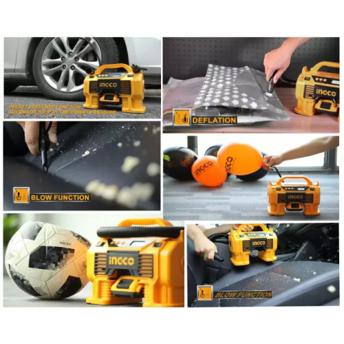 Автомобильный аккумуляторный компрессор 20В 1хАКБ 2Ач и ЗУ INGCO CACLI20021