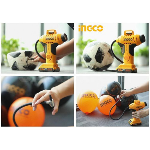 Автомобильный аккумуляторный компрессор 20В Li-Ion INGCO CACLI2018