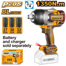 Аккумуляторный гайковерт BL 20В 1350Hm 3/4 без АКБ и ЗУ SUPER INGCO CIWLI201351 INDUSTRIAL