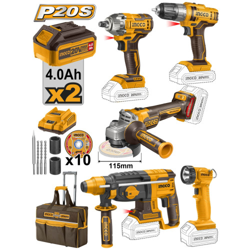 Набор аккумуляторного инструмента 5шт. 20В SUPER INGCO CKLI2019 INDUSTRIAL