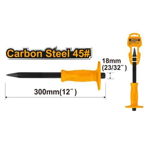 Зубило пикообразное с протектором 300х18х4 мм INGCO HCC0841218