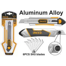 Нож канцелярский с фиксатором 18х185 мм INGCO HKNS1808 INDUSTRIAL